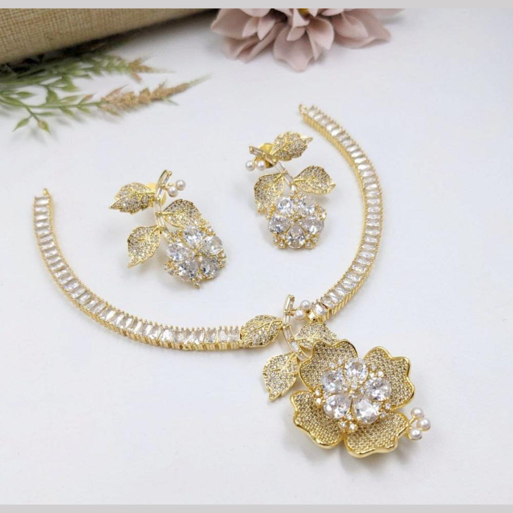 Kavita Art Silver Plated American Diamond Necklace Set