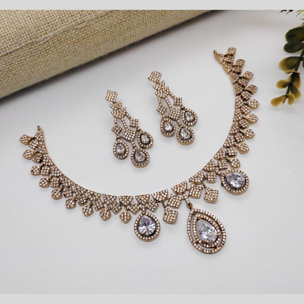 Kavita Art Rose Gold Plated Austrian Stone Necklce Set