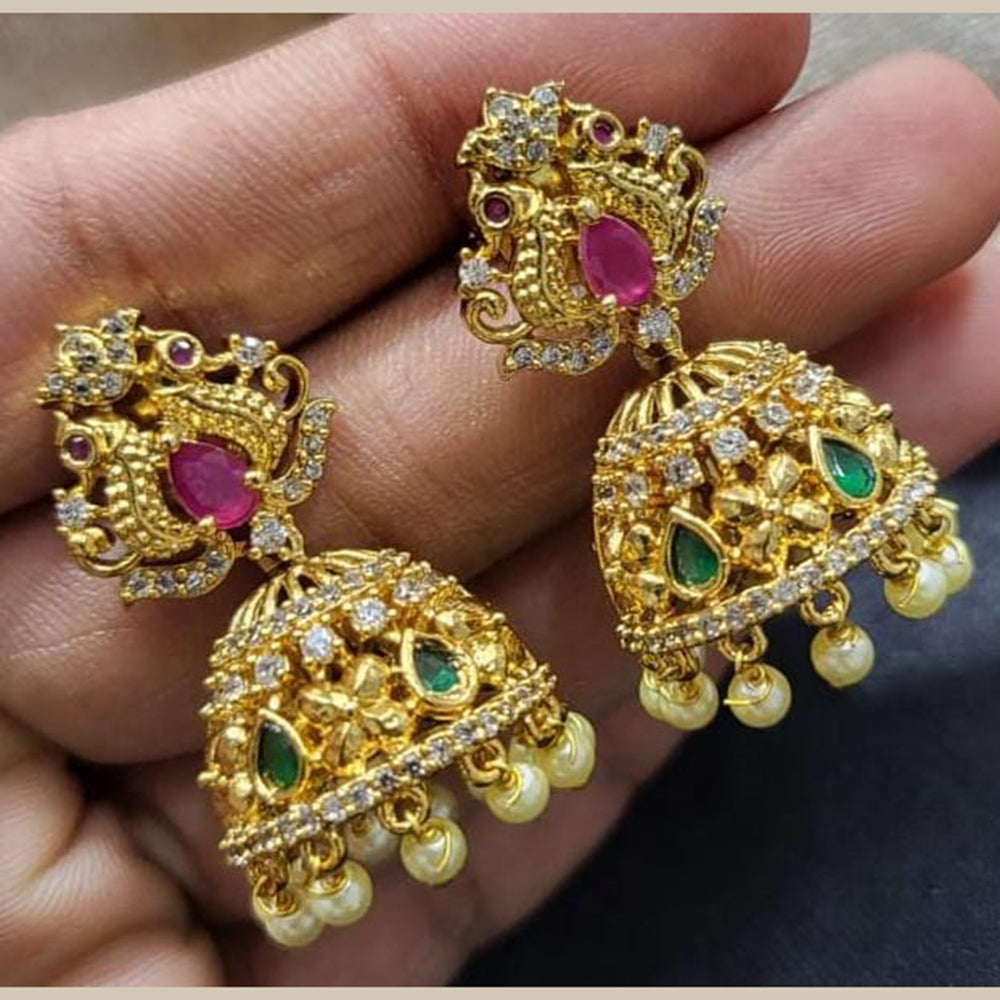 Kavita Art Gold Plated Austrian Stone Jhumki Earrings