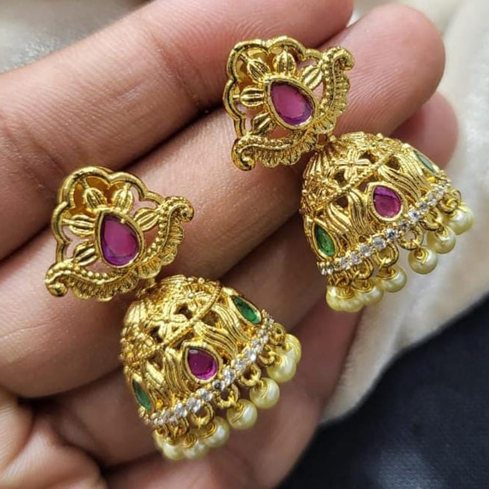 Kavita Art Gold Plated Austrian Stone Jhumki Earrings