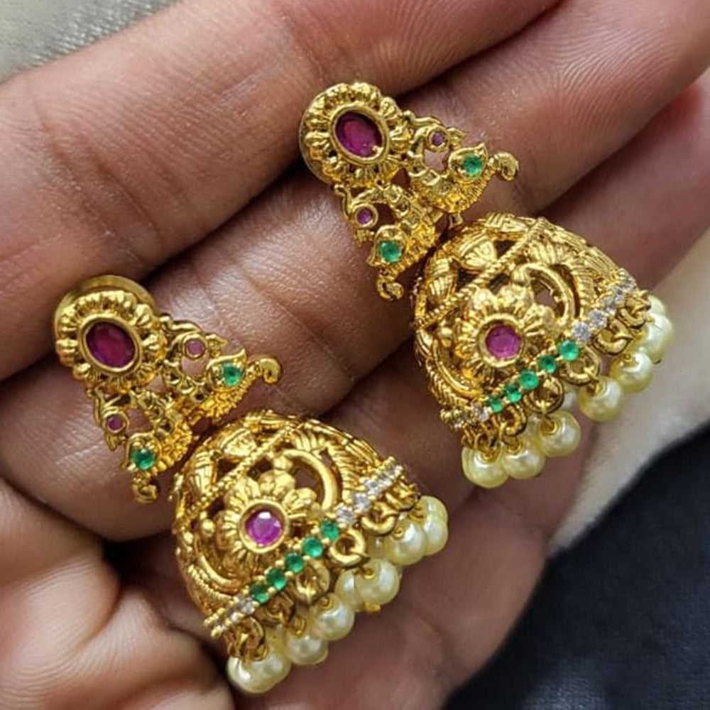 Kavita Art Gold Plated Austrian Stone Jhumki Earrings