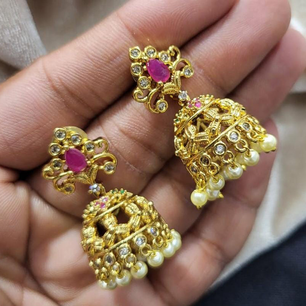 Kavita Art Gold Plated Austrian Stone Jhumki Earrings