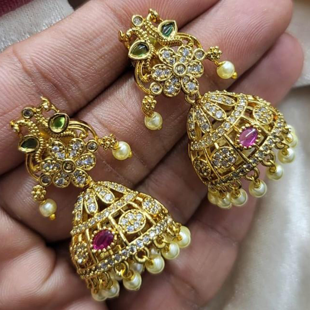 Kavita Art Gold Plated Austrian Stone Jhumki Earrings