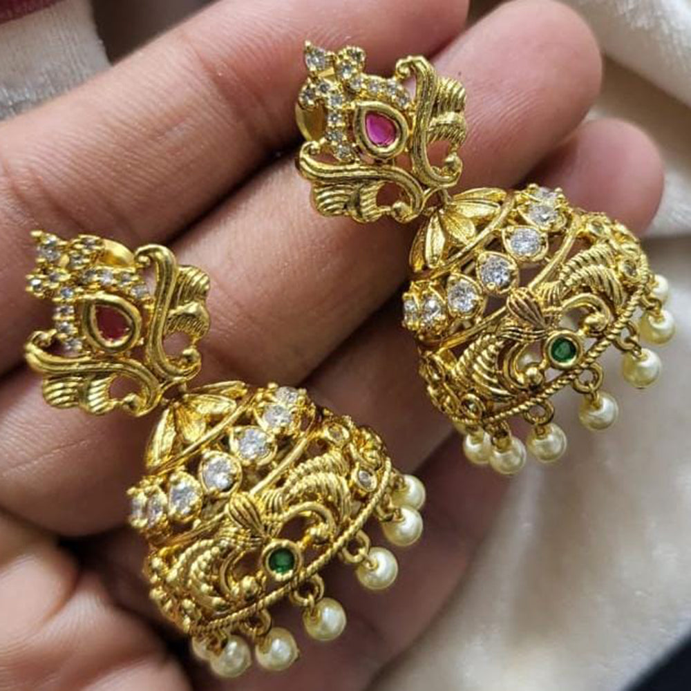Kavita Art Gold Plated Austrian Stone Jhumki Earrings