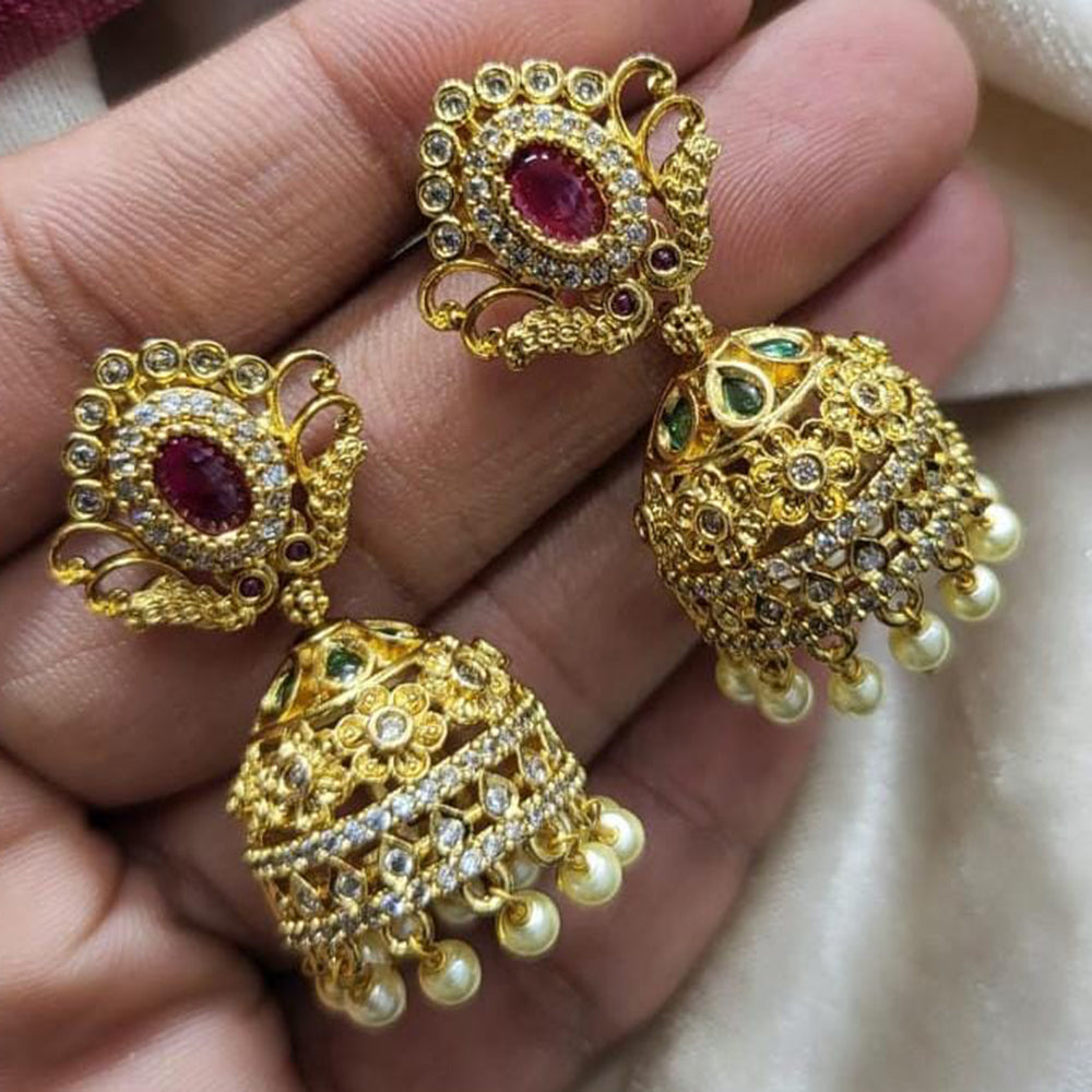 Kavita Art Gold Plated Austrian Stone Jhumki Earrings