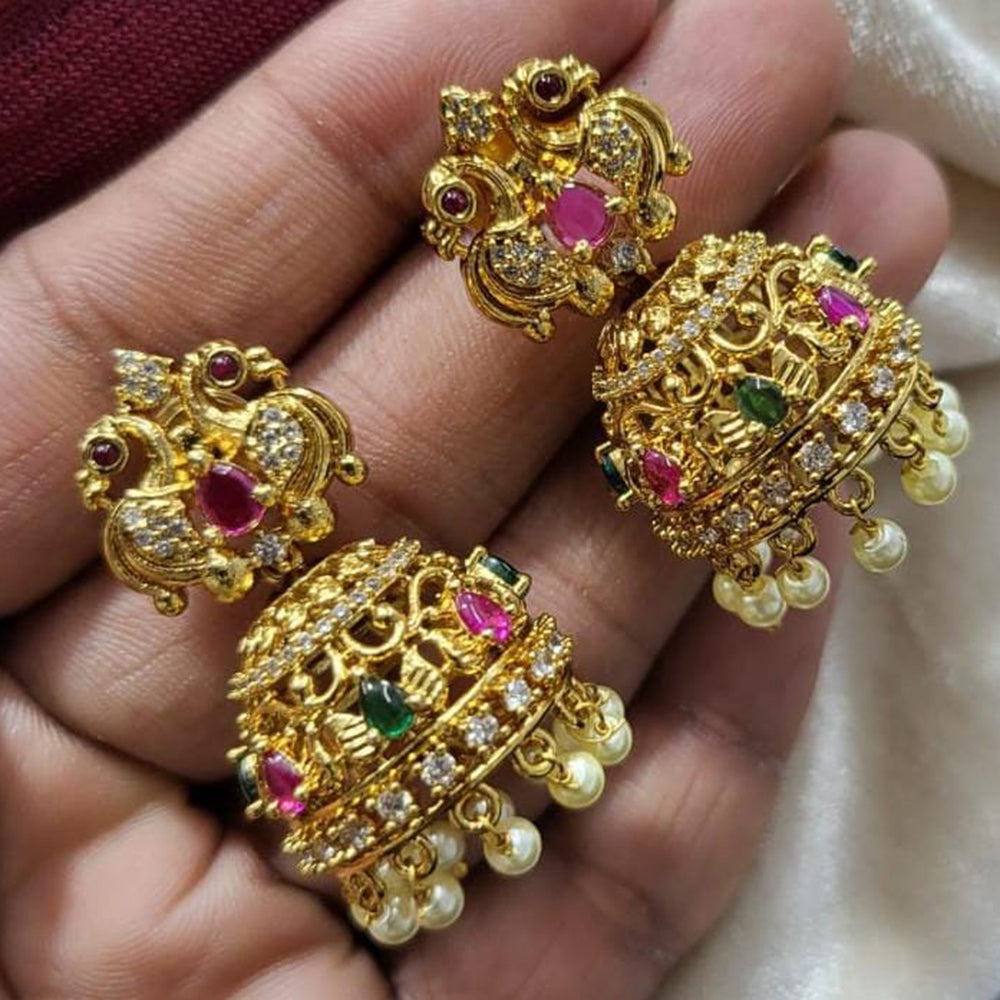 Kavita Art Gold Plated Austrian Stone Jhumki Earrings