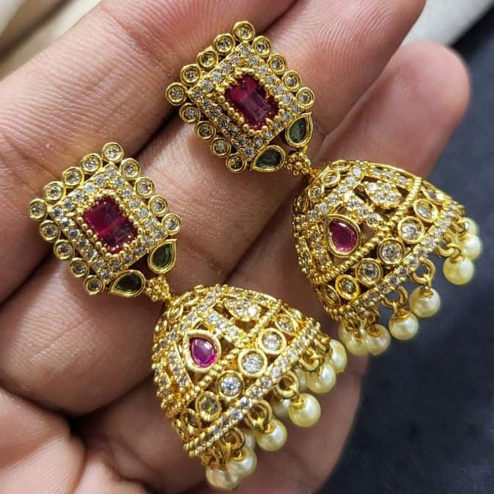 Kavita Art Gold Plated Austrian Stone Jhumki Earrings