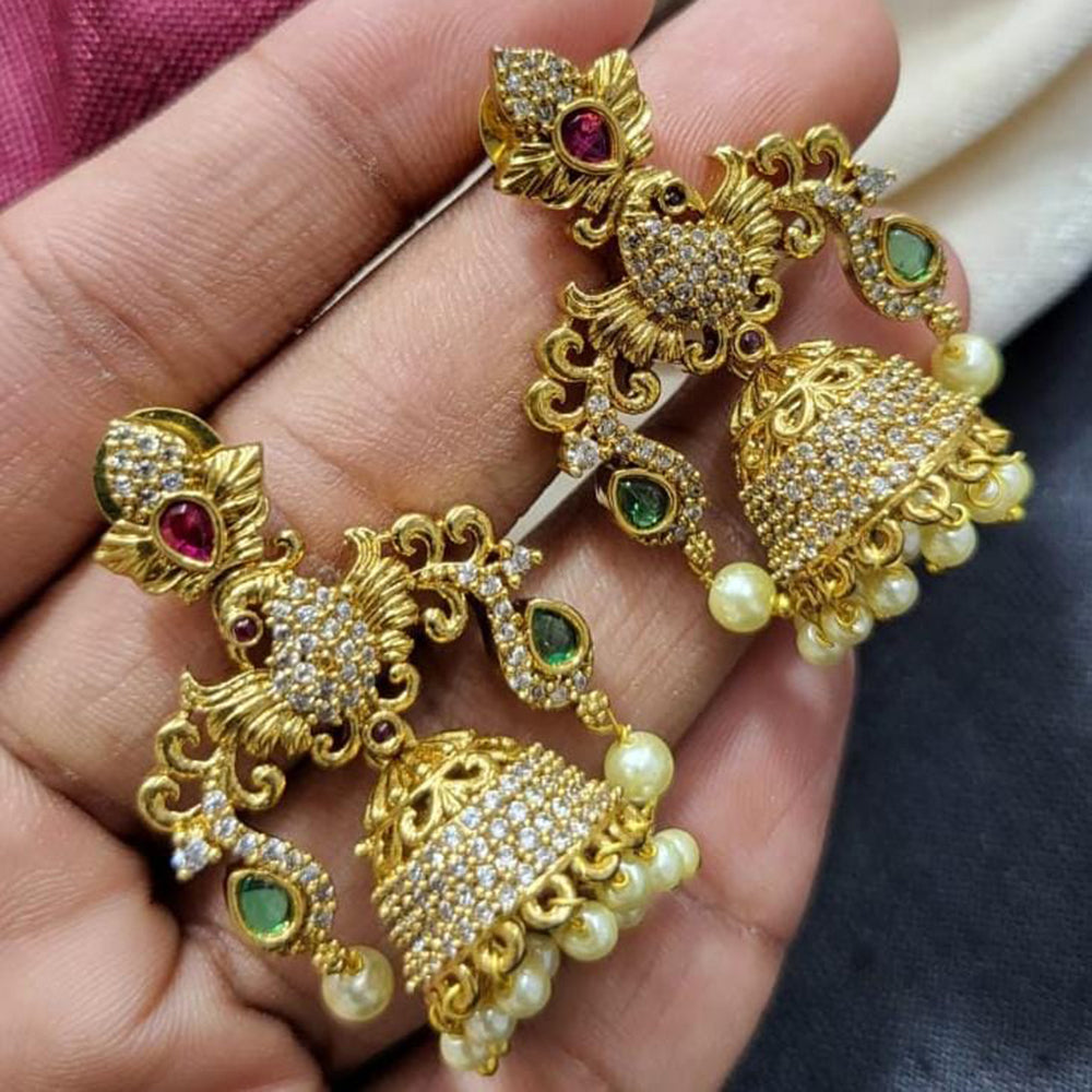 Kavita Art Gold Plated Austrian Stone Jhumki Earrings