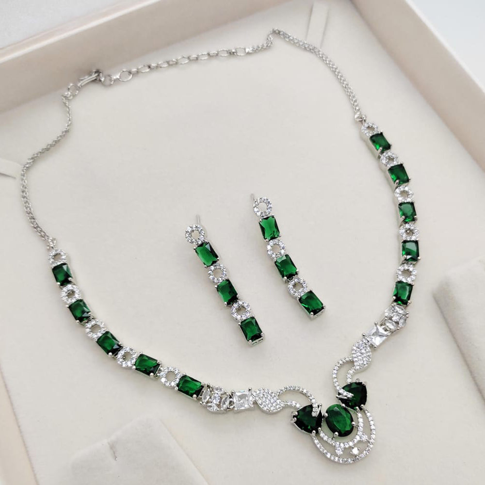 Kavita Art Silver Plated American Diamond Necklace Set