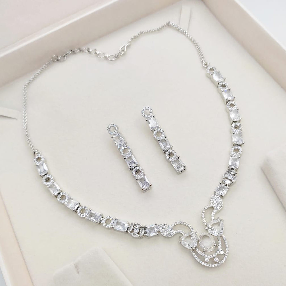 Kavita Art Silver Plated American Diamond Necklace Set