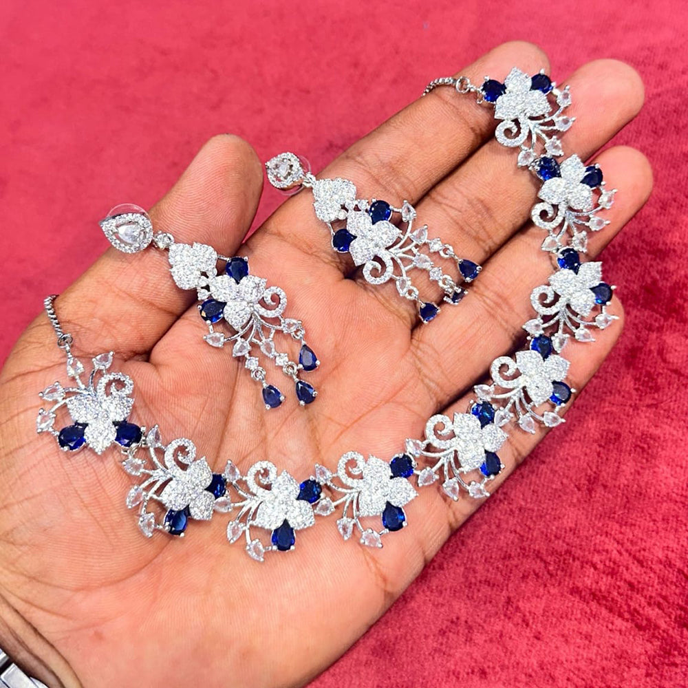 Kavita Art Silver Plated American Diamond Necklace Set