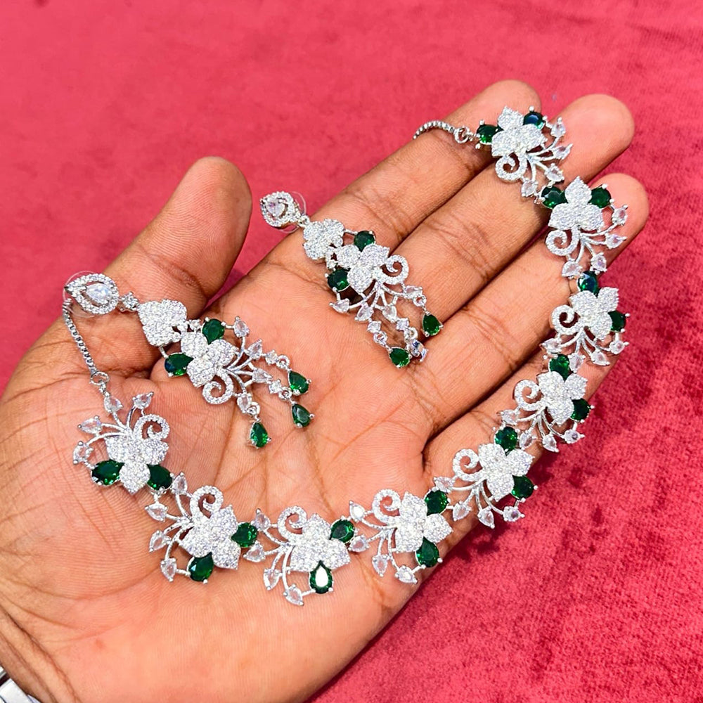 Kavita Art Silver Plated American Diamond Necklace Set