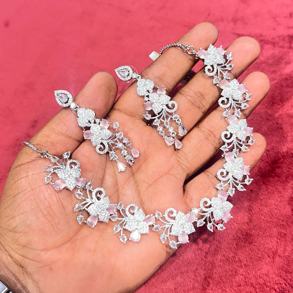 Kavita Art Silver Plated American Diamond Necklace Set