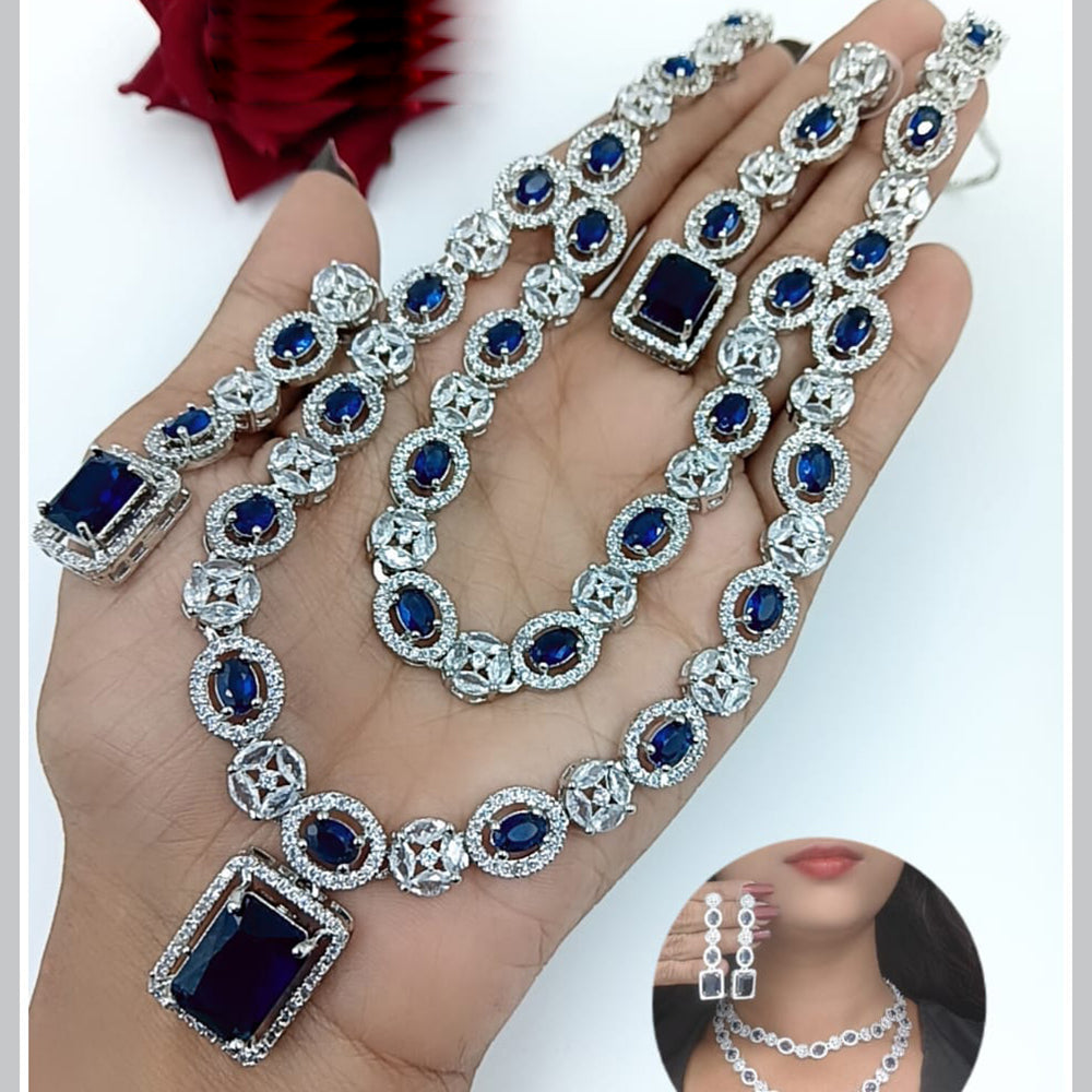 Kavita Art Silver Plated American Diamond Necklace Set