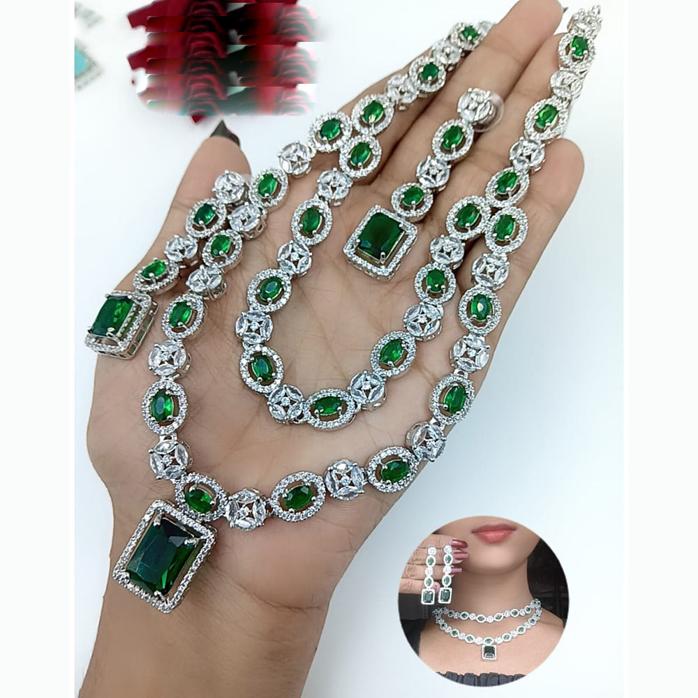 Kavita Art Silver Plated American Diamond Necklace Set