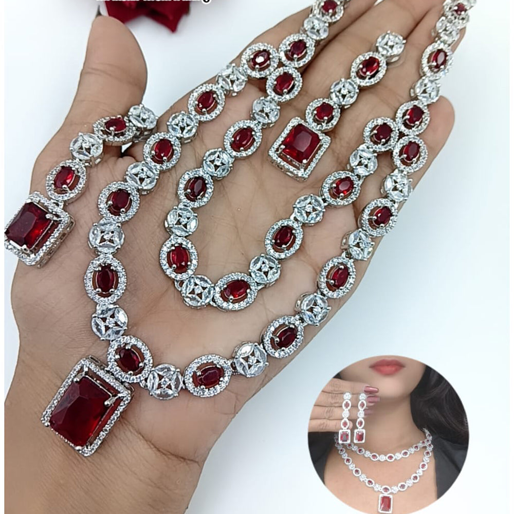 Kavita Art Silver Plated American Diamond Necklace Set