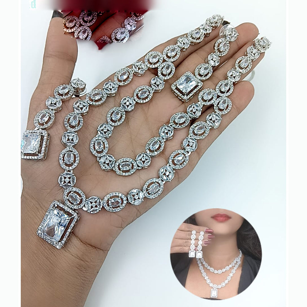 Kavita Art Silver Plated American Diamond Necklace Set