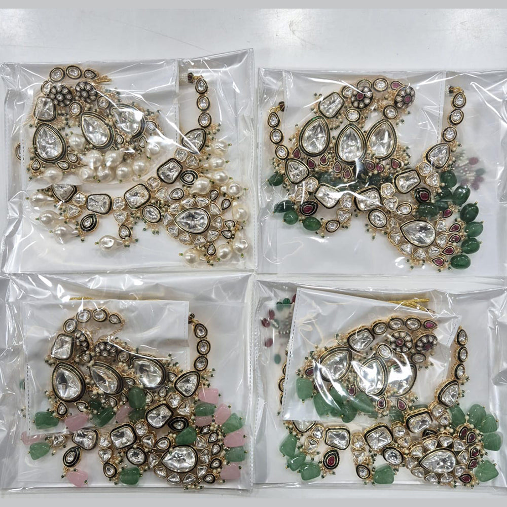 Kavita Art Gold Plated Kundan Stone And Beads Necklace Set
