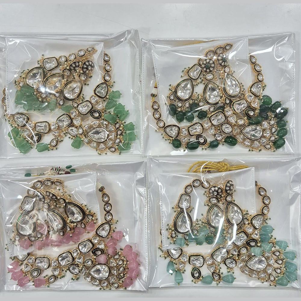 Kavita Art Gold Plated Kundan Stone And Beads Necklace Set