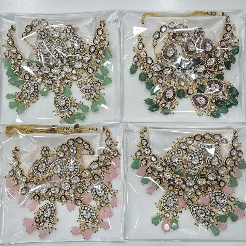 Kavita Art Gold Plated Kundan Stone And Beads Necklace Set