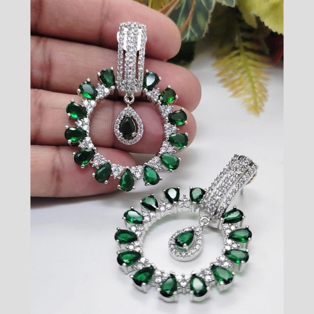 Kavita Art Silver Plated American Diamonds Dangler Earrings