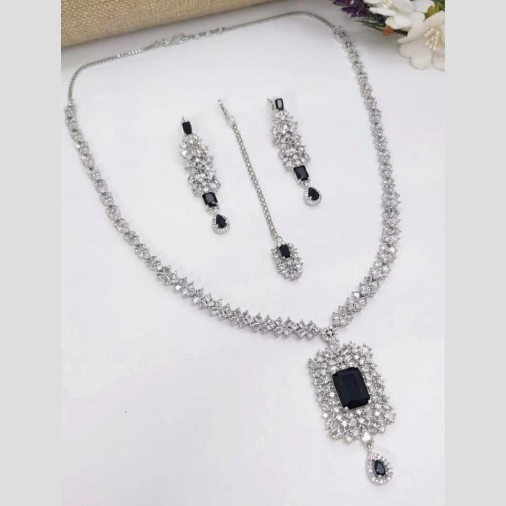 Kavita Art Silver Plated American Diamond Necklace Set