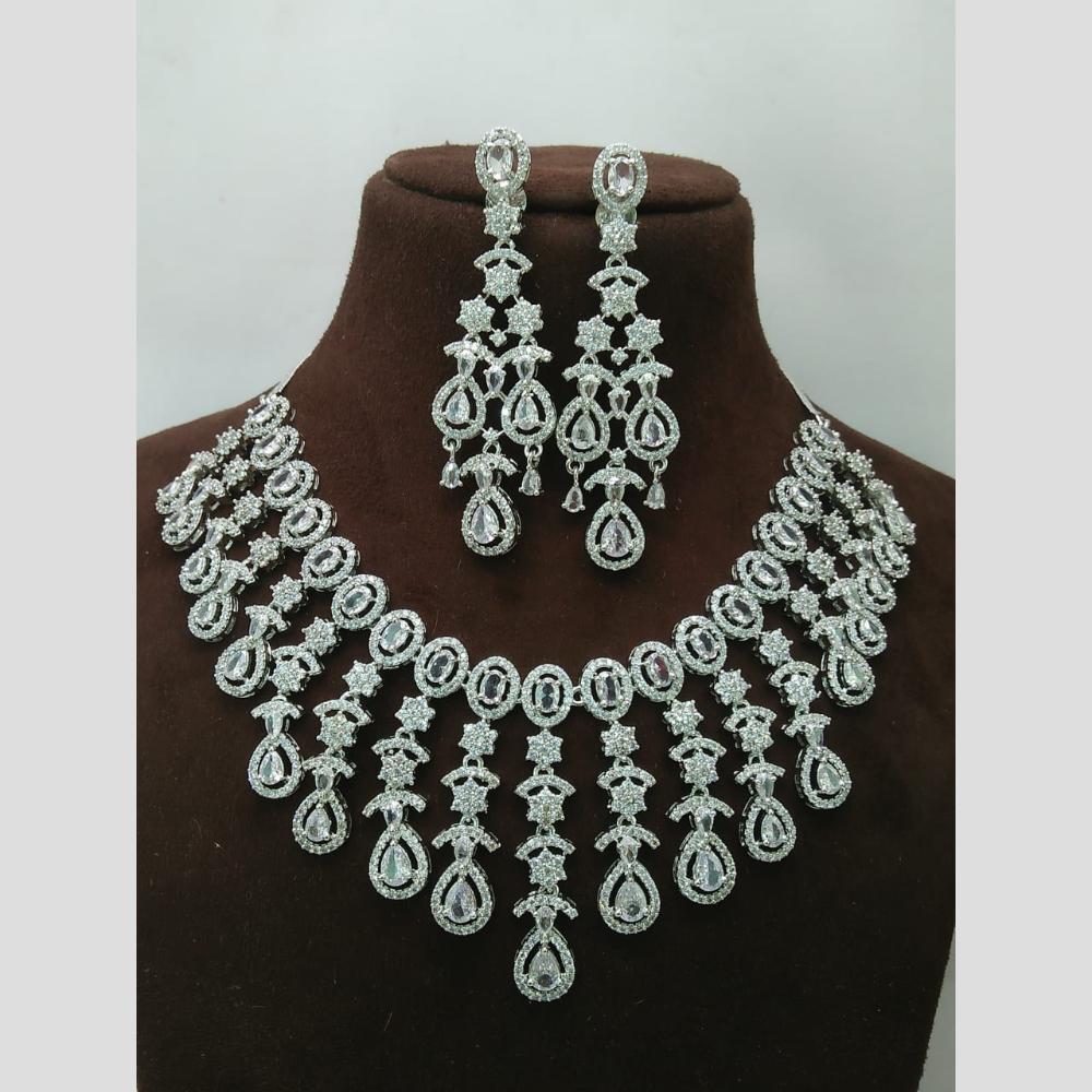 Kavita Art Silver Plated American Diamond Necklace Set