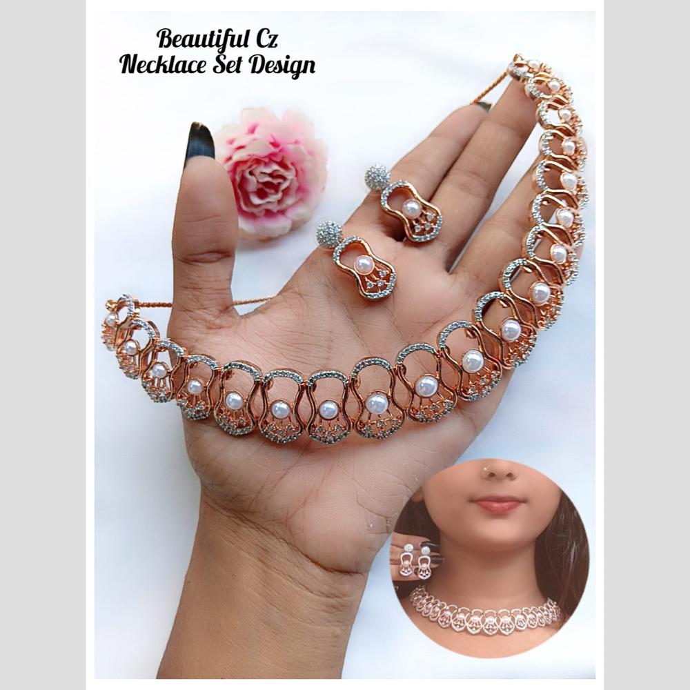 Kavita Art Gold Plated CZ Stone And Beads Necklace Set