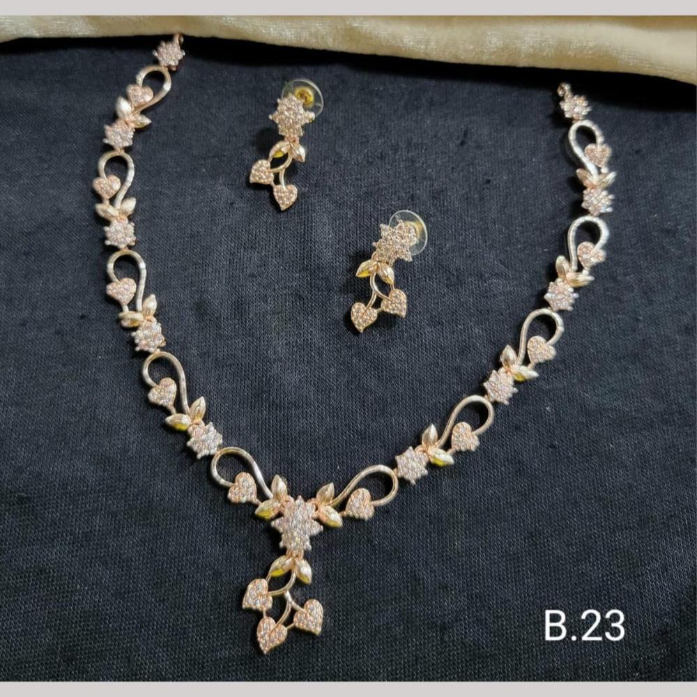 Kavita Art Rose Gold Plated American Diamond Necklace Set