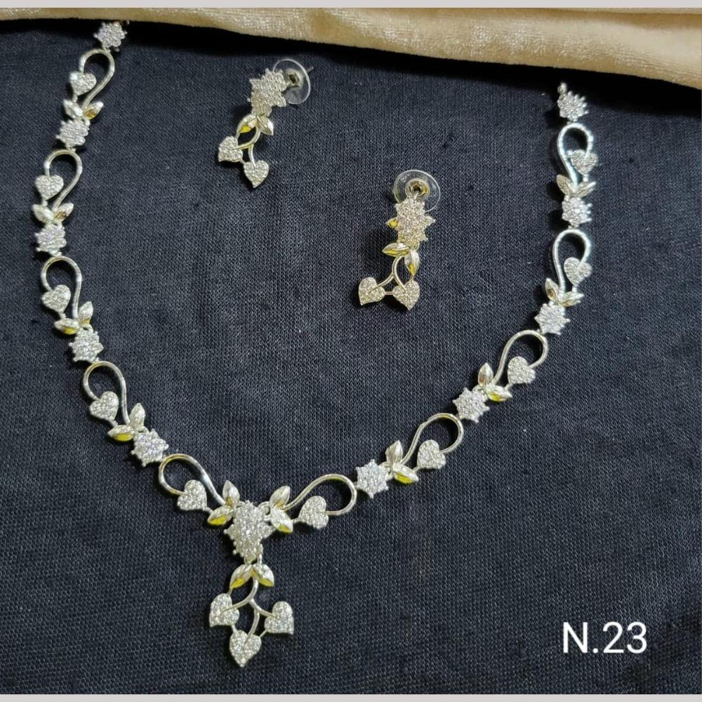 Kavita Art Silver Plated American Diamond Necklace Set