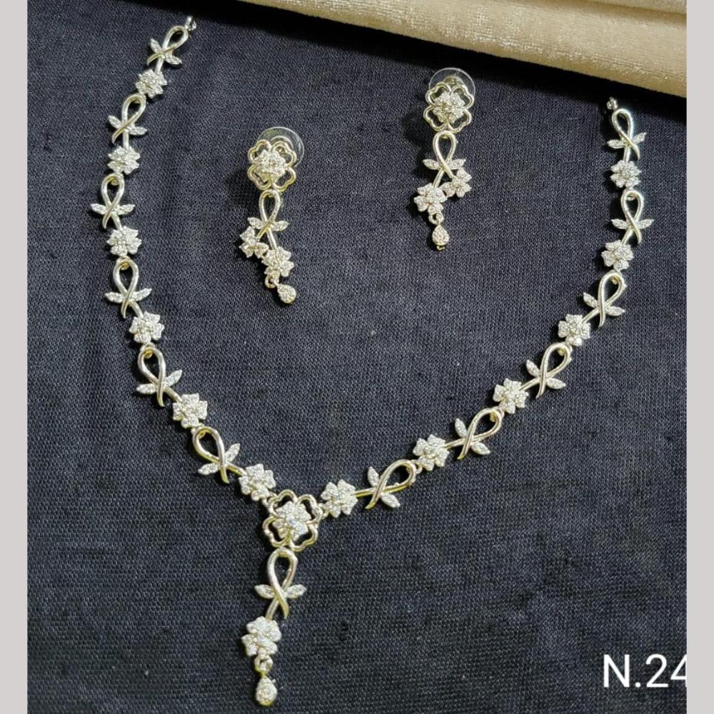 Kavita Art Silver Plated American Diamond Necklace Set