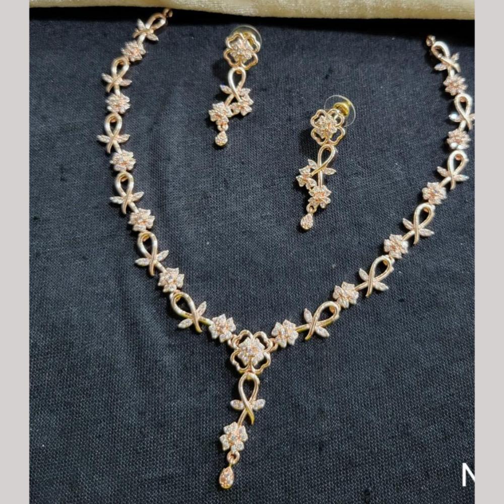 Kavita Art Rose Gold Plated American Diamond Necklace Set