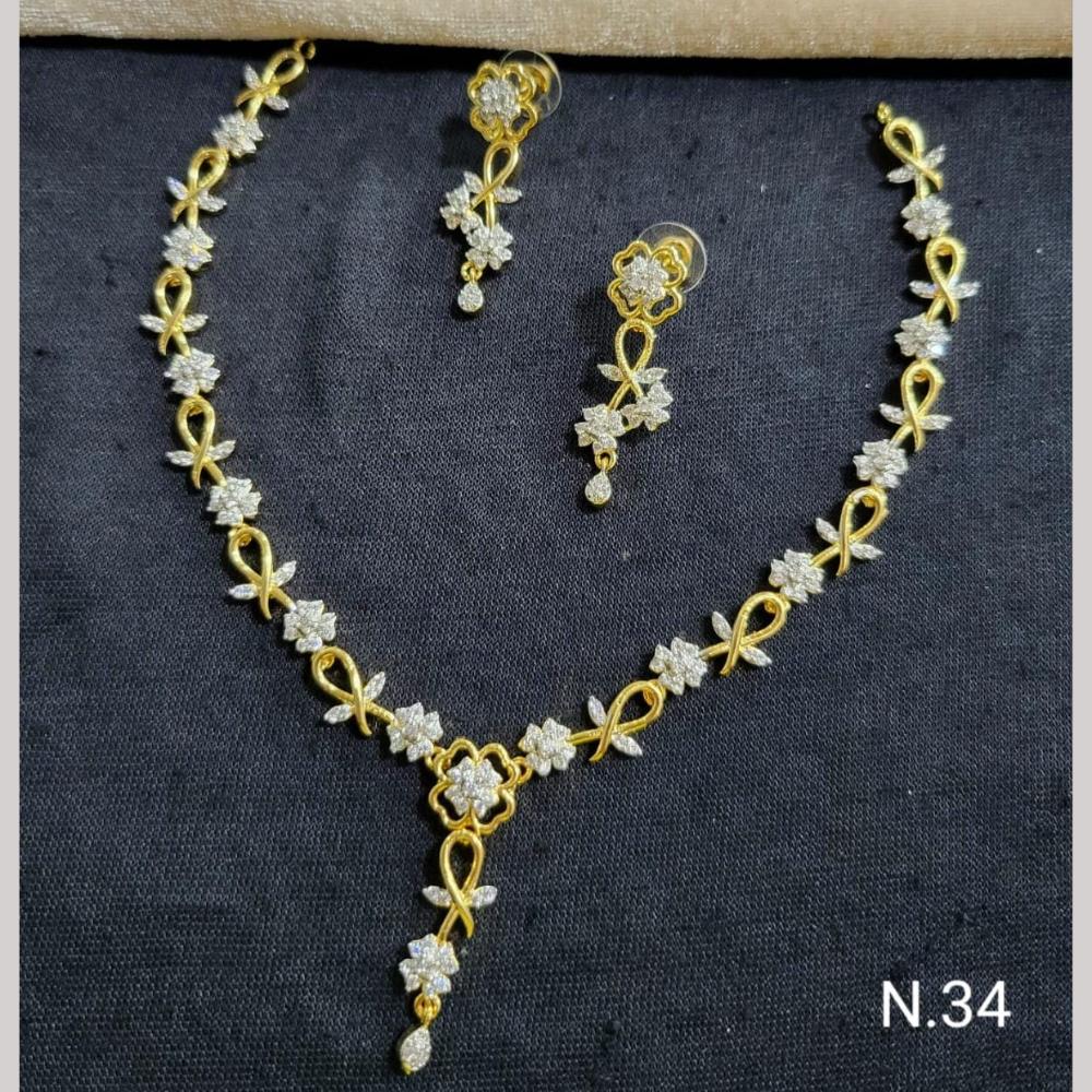 Kavita Art Gold Plated American Diamond Necklace Set