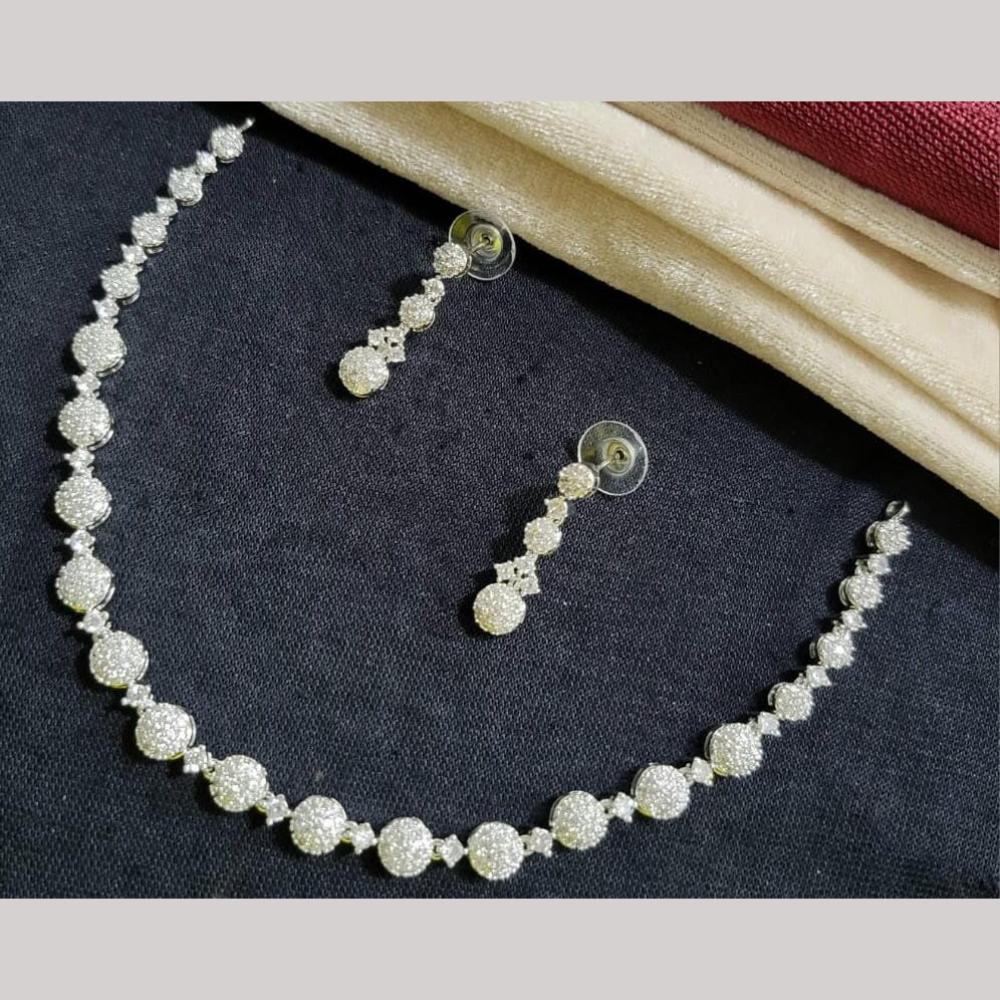 Kavita Art Silver Plated American Diamond Necklace Set