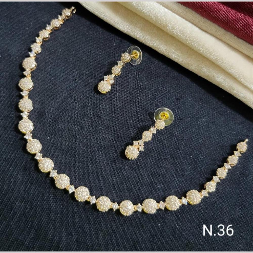 Kavita Art Gold Plated American Diamond Necklace Set