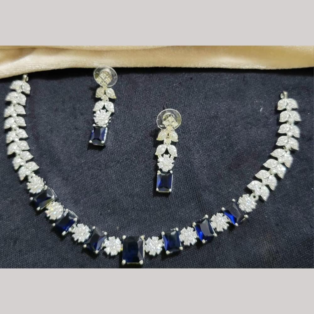 Kavita Art Silver Plated American Diamond Necklace Set