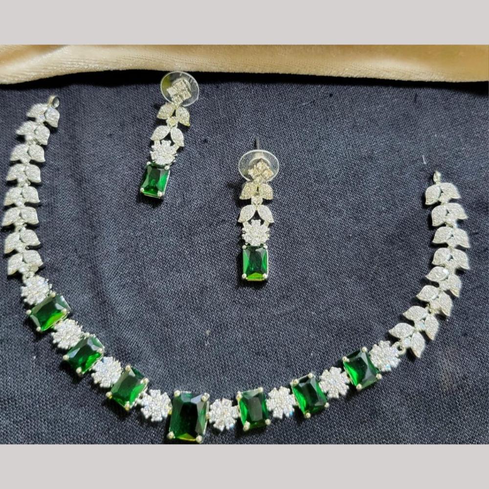 Kavita Art Silver Plated American Diamond Necklace Set