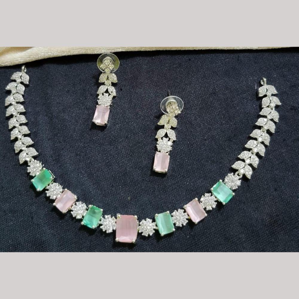 Kavita Art Silver Plated American Diamond Necklace Set