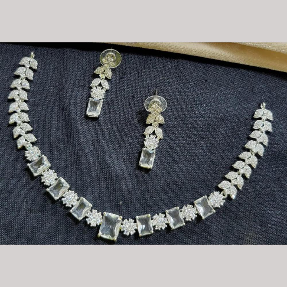 Kavita Art Silver Plated American Diamond Necklace Set