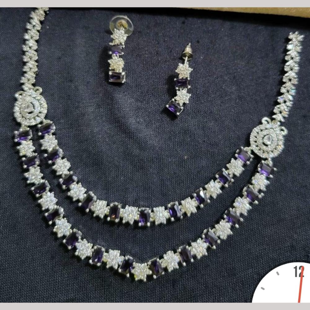 Kavita Art Silver Plated American Diamond Necklace Set