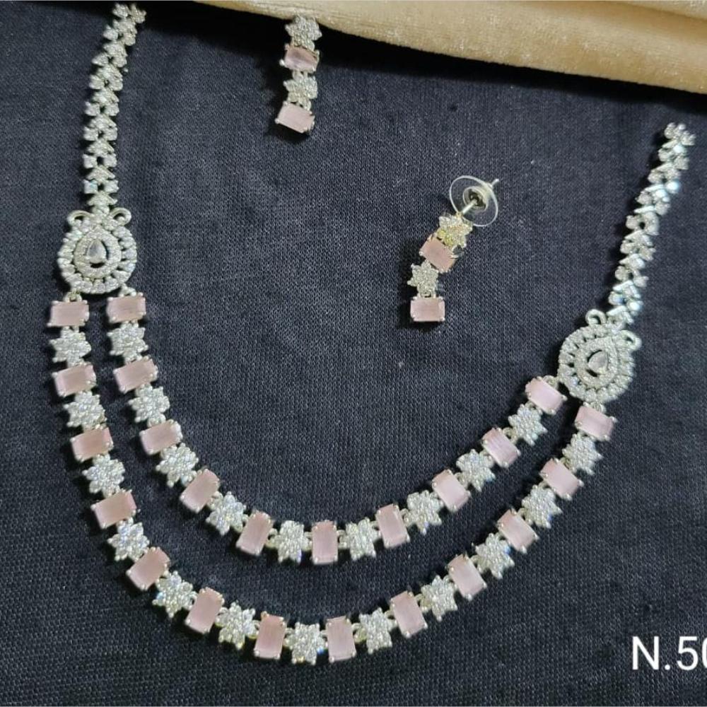 Kavita Art Silver Plated American Diamond Necklace Set