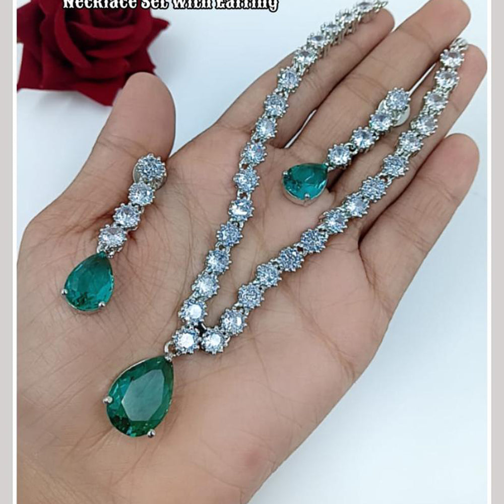 Kavita Art Silver Plated American Diamond Necklace Set