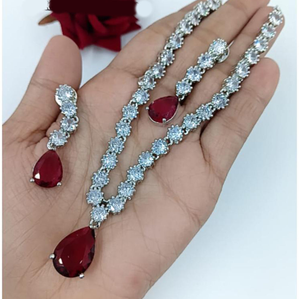 Kavita Art Silver Plated American Diamond Necklace Set