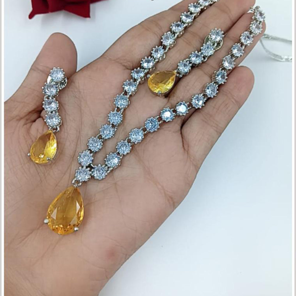 Kavita Art Silver Plated American Diamond Necklace Set