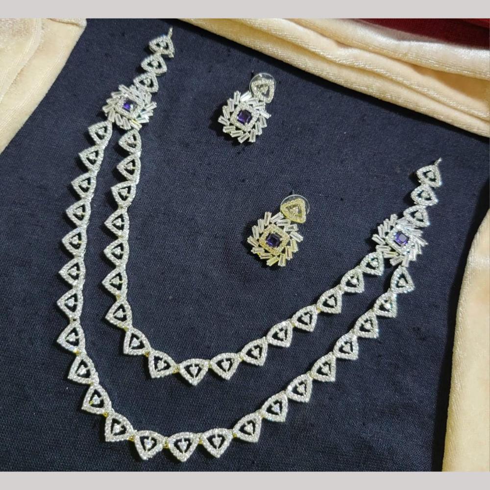 Kavita Art Silver Plated American Diamond Necklace Set