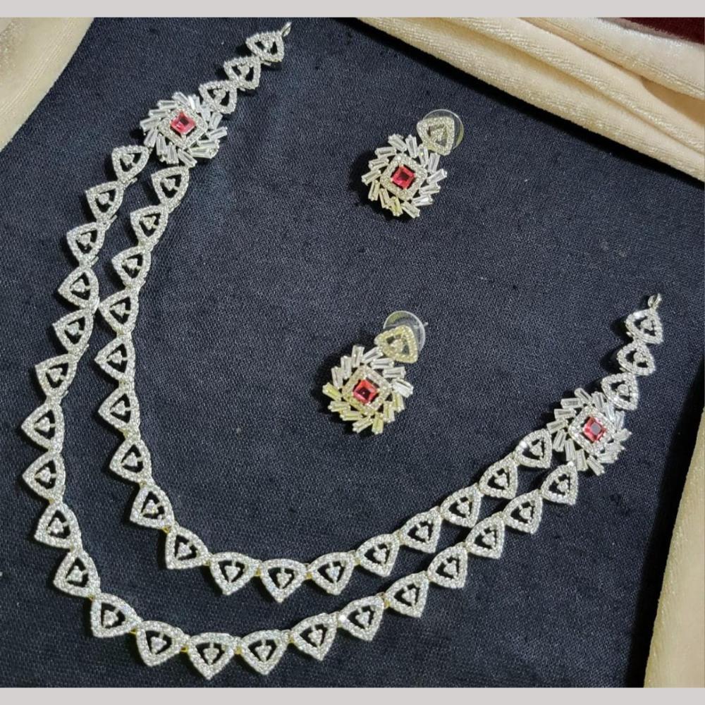 Kavita Art Silver Plated American Diamond Necklace Set