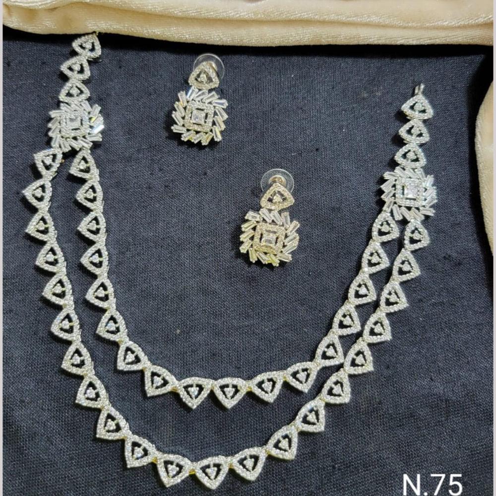 Kavita Art Silver Plated American Diamond Necklace Set