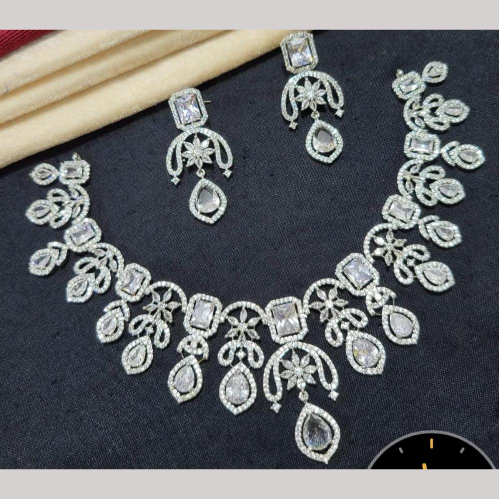 Kavita Art Silver Plated American Diamond Necklace Set