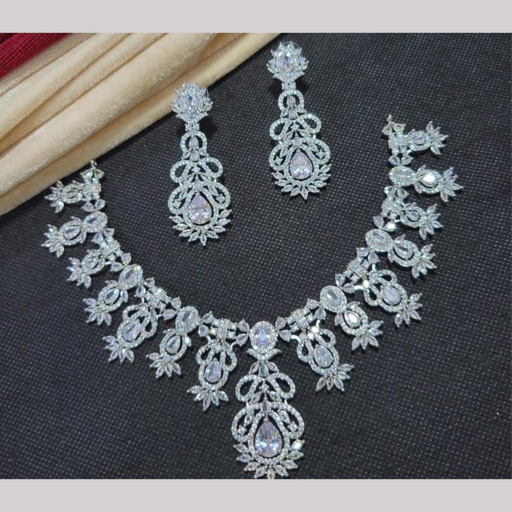 Kavita Art Silver Plated American Diamond Necklace Set