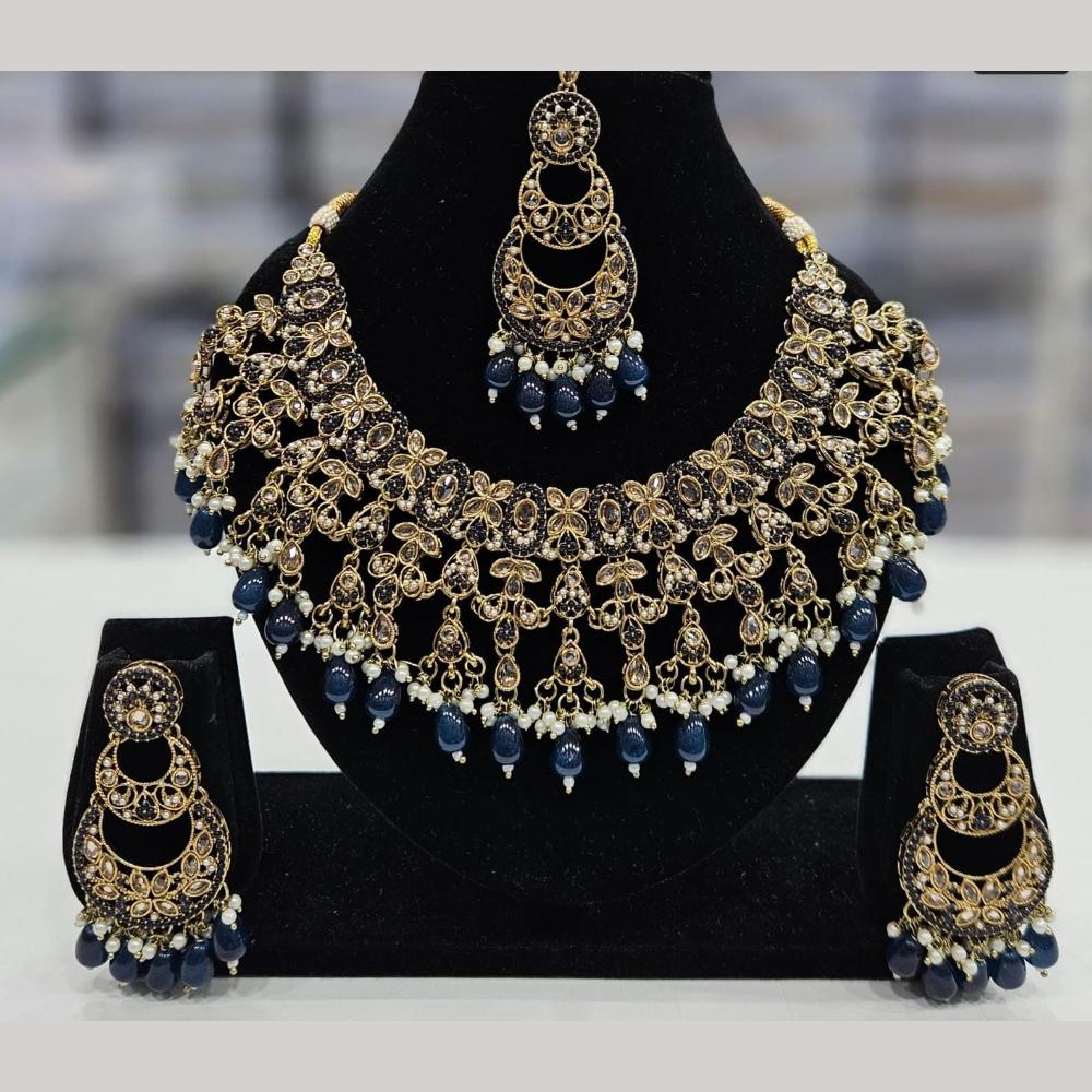 Kavita Art Gold Plated Crystal Stone And Beads Necklace Set